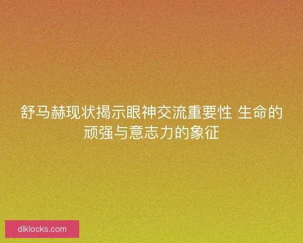 舒马赫现状揭示眼神交流重要性 生命的顽强与意志力的象征